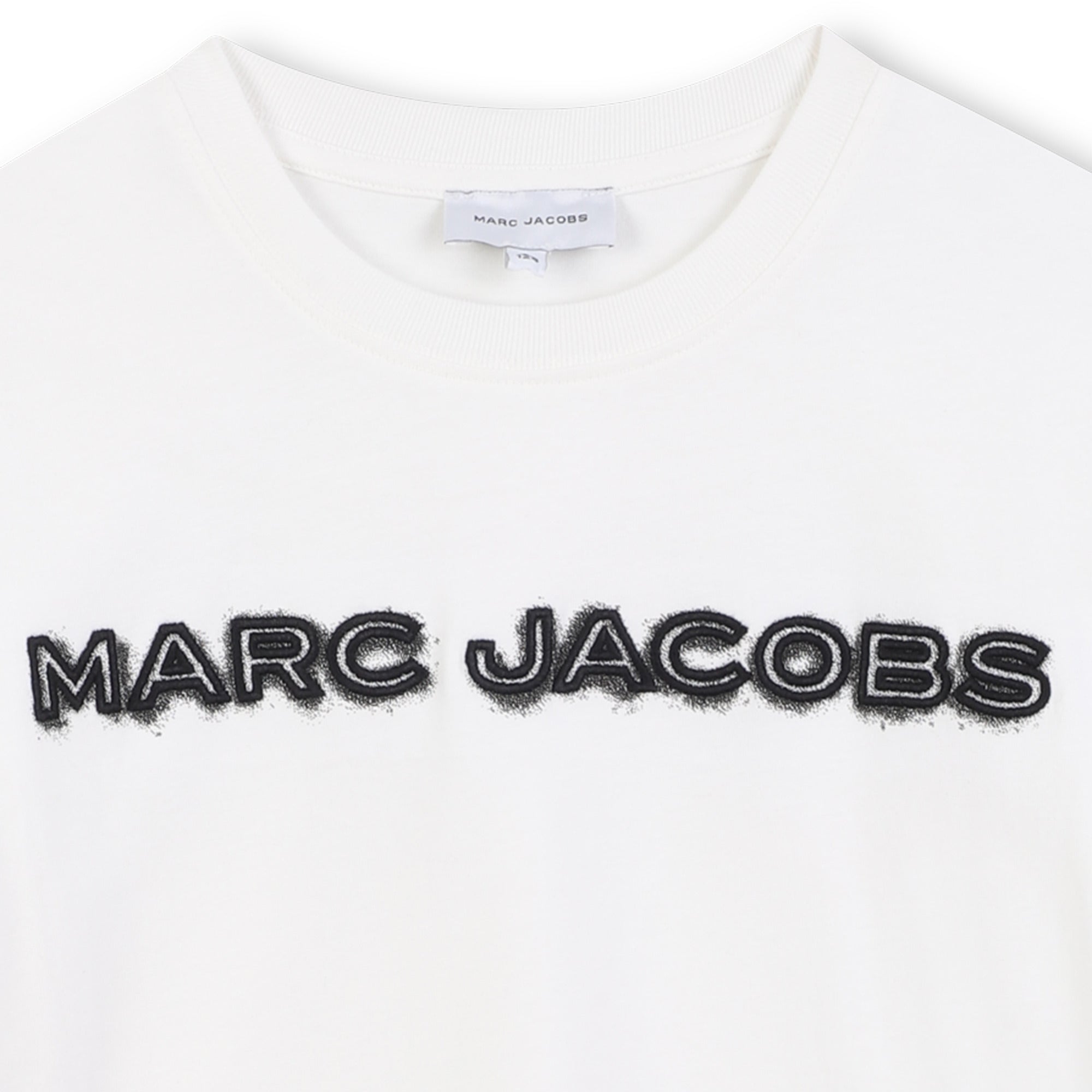 Cotton Jersey T-Shirt with Embroidered Marc Jacobs Illustration in Black and Ivory The Marc Jacobs