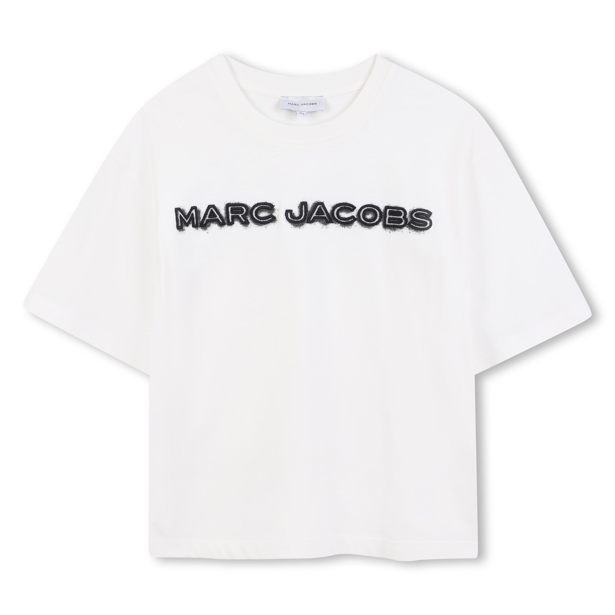 Cotton Jersey T-Shirt with Embroidered Marc Jacobs Illustration in Black and Ivory The Marc Jacobs