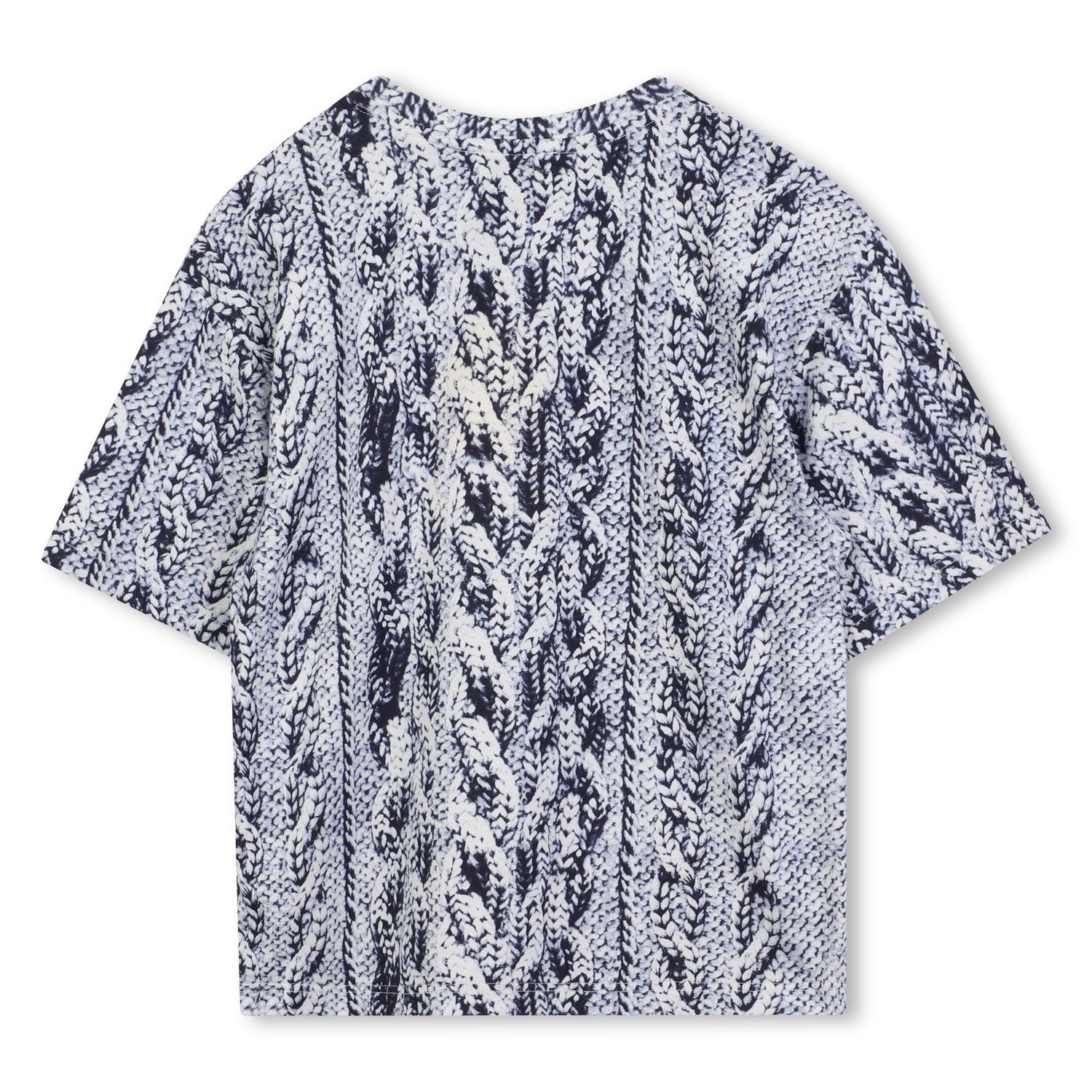 Short Sleeve T-Shirt with Knit Print, Blue and White The Marc Jacobs