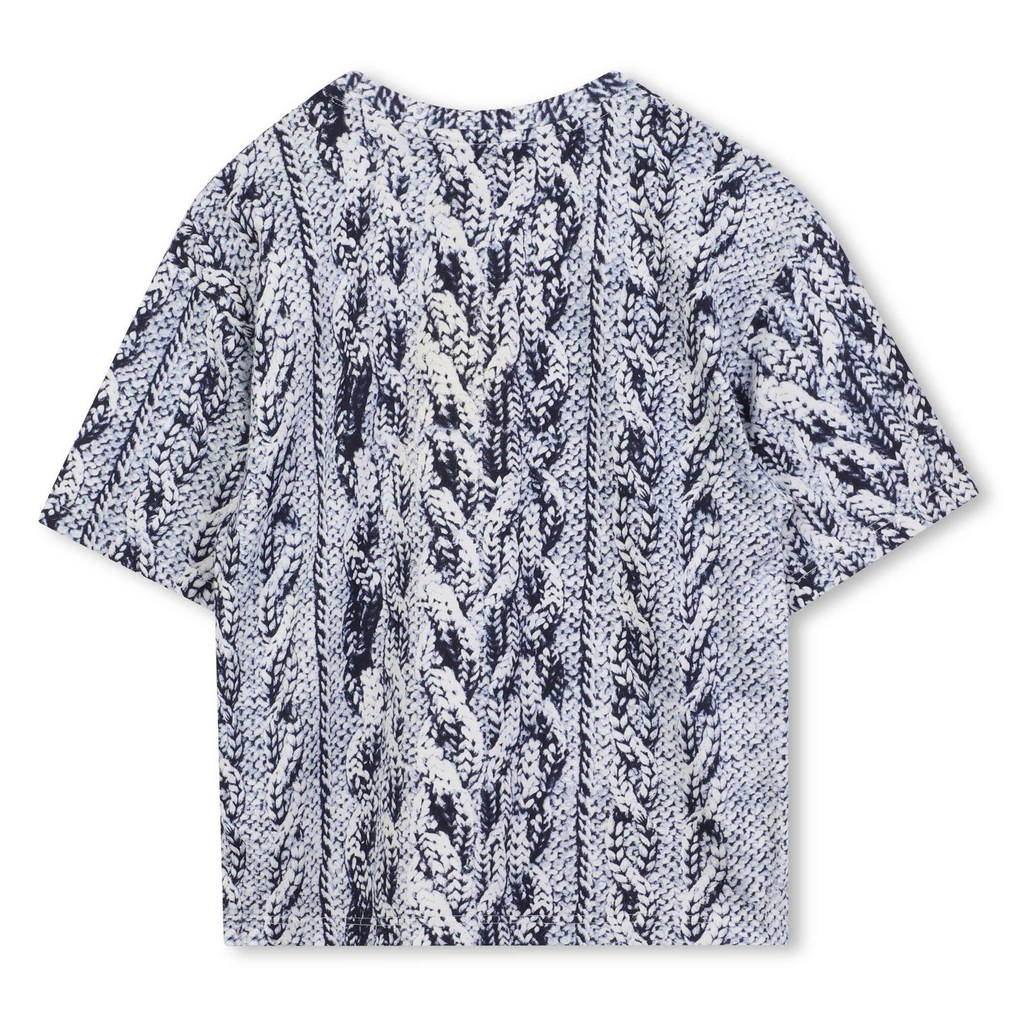 Short Sleeve T-Shirt with Knit Print, Blue and White The Marc Jacobs