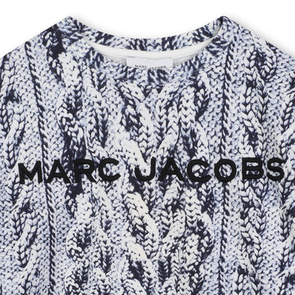 Short Sleeve T-Shirt with Knit Print, Blue and White The Marc Jacobs