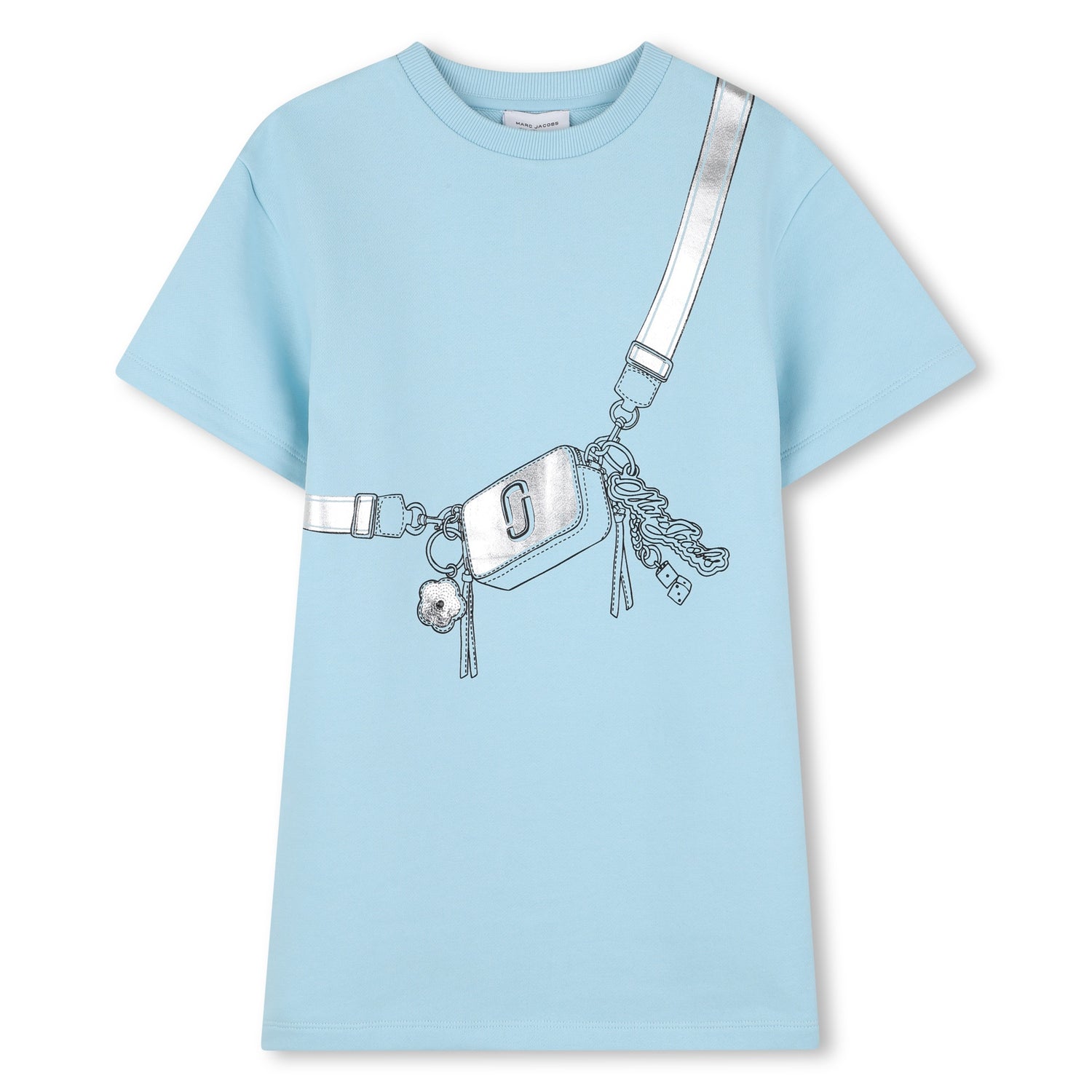 Cotton French Terry T Shirt Dress With Trompe L Oeil Print, Light Blue The Marc Jacobs