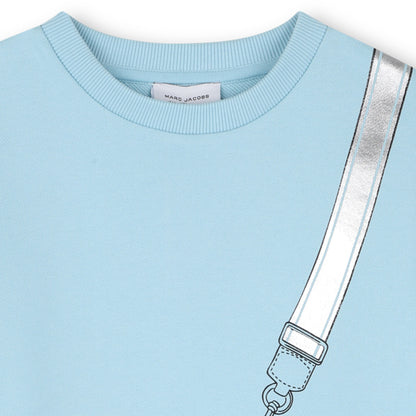 Cotton French Terry T Shirt Dress With Trompe L Oeil Print, Light Blue The Marc Jacobs