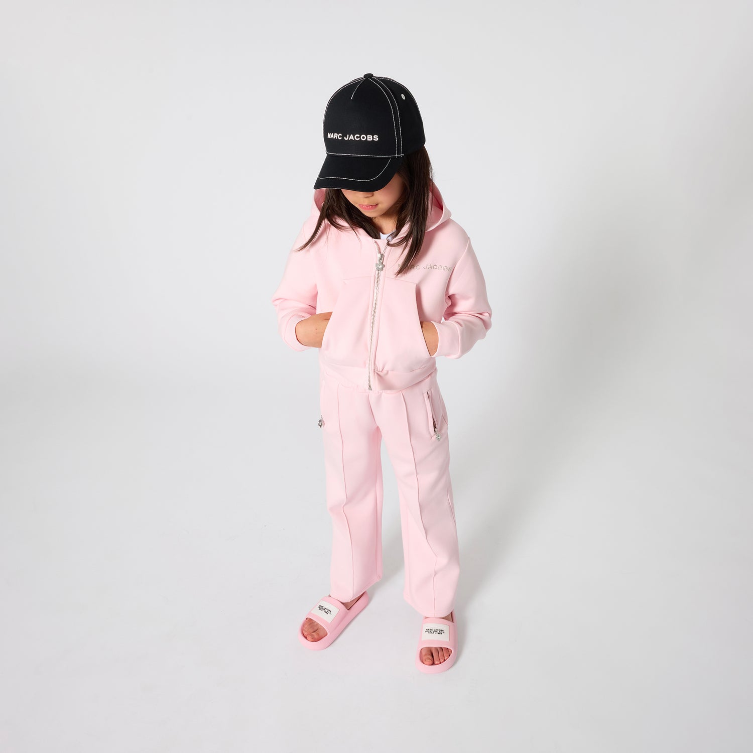 Pink Zip Hoodie with Rhinestone Logo The Marc Jacobs