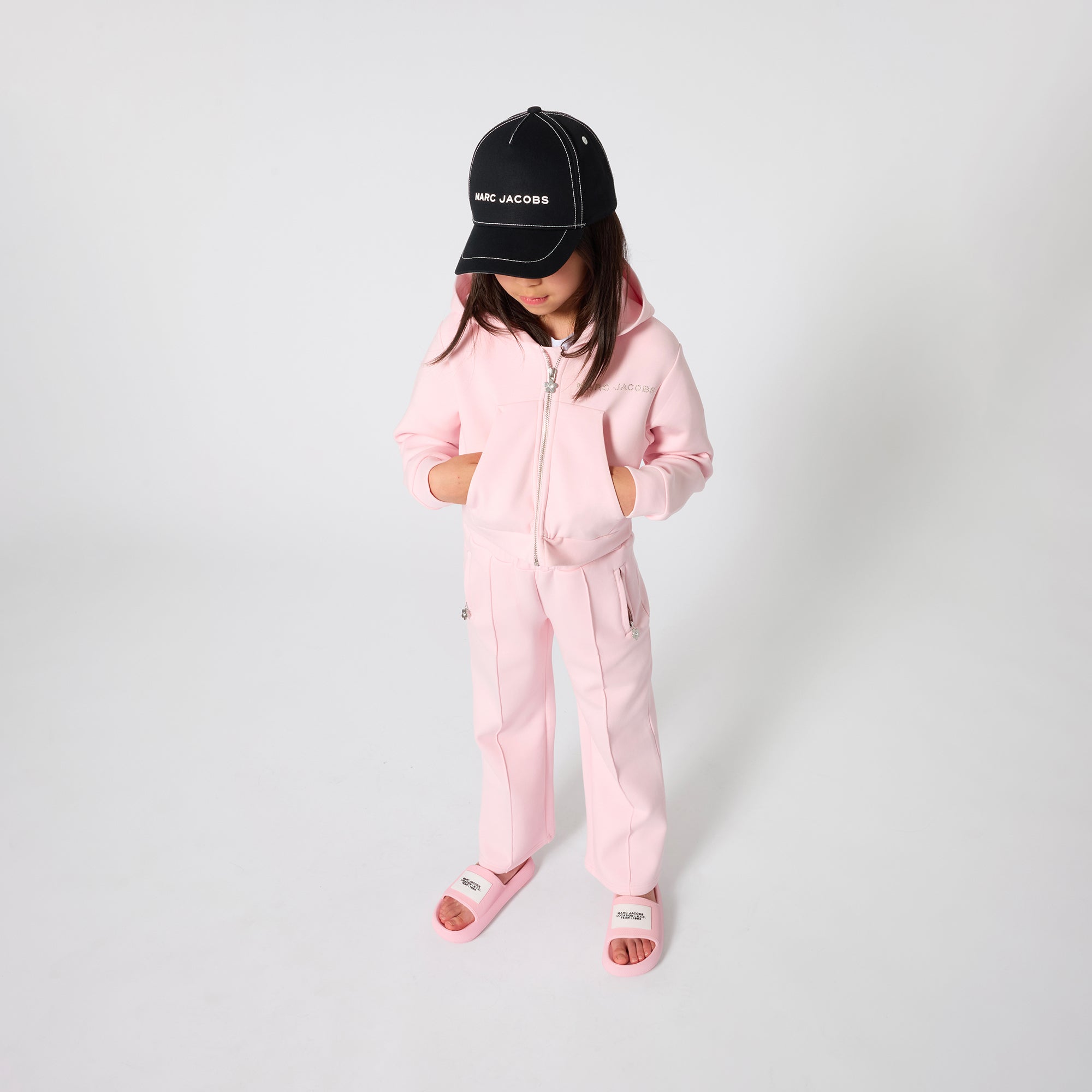 Pink Zip Hoodie with Rhinestone Logo The Marc Jacobs