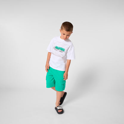 White Cotton T Shirt with Textured Front Print The Marc Jacobs