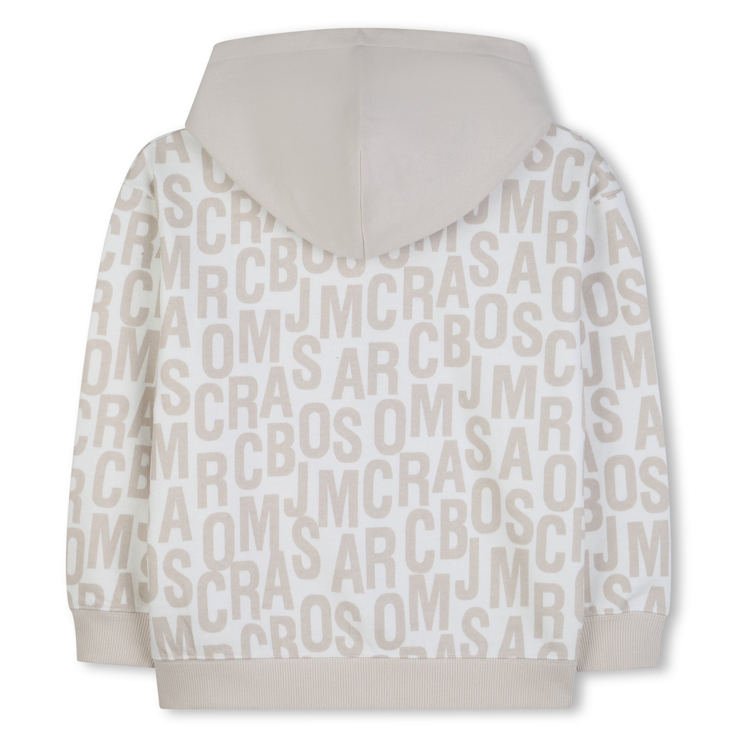 Organic Cotton Fleece Zip Hoodie With All Over Monogram, Cream The Marc Jacobs