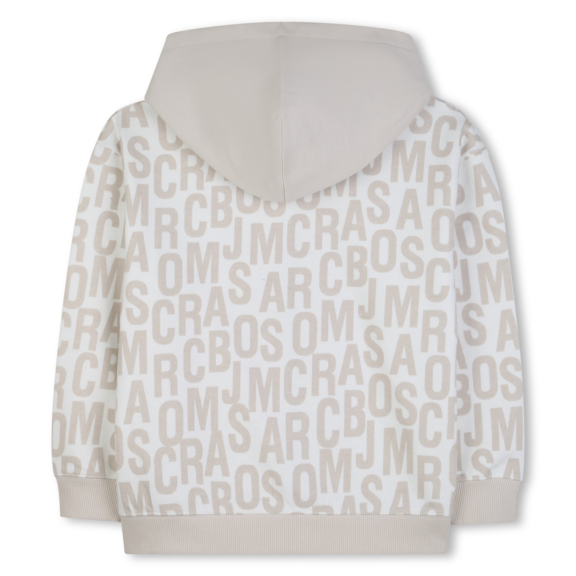Organic Cotton Fleece Zip Hoodie With All Over Monogram, Cream The Marc Jacobs
