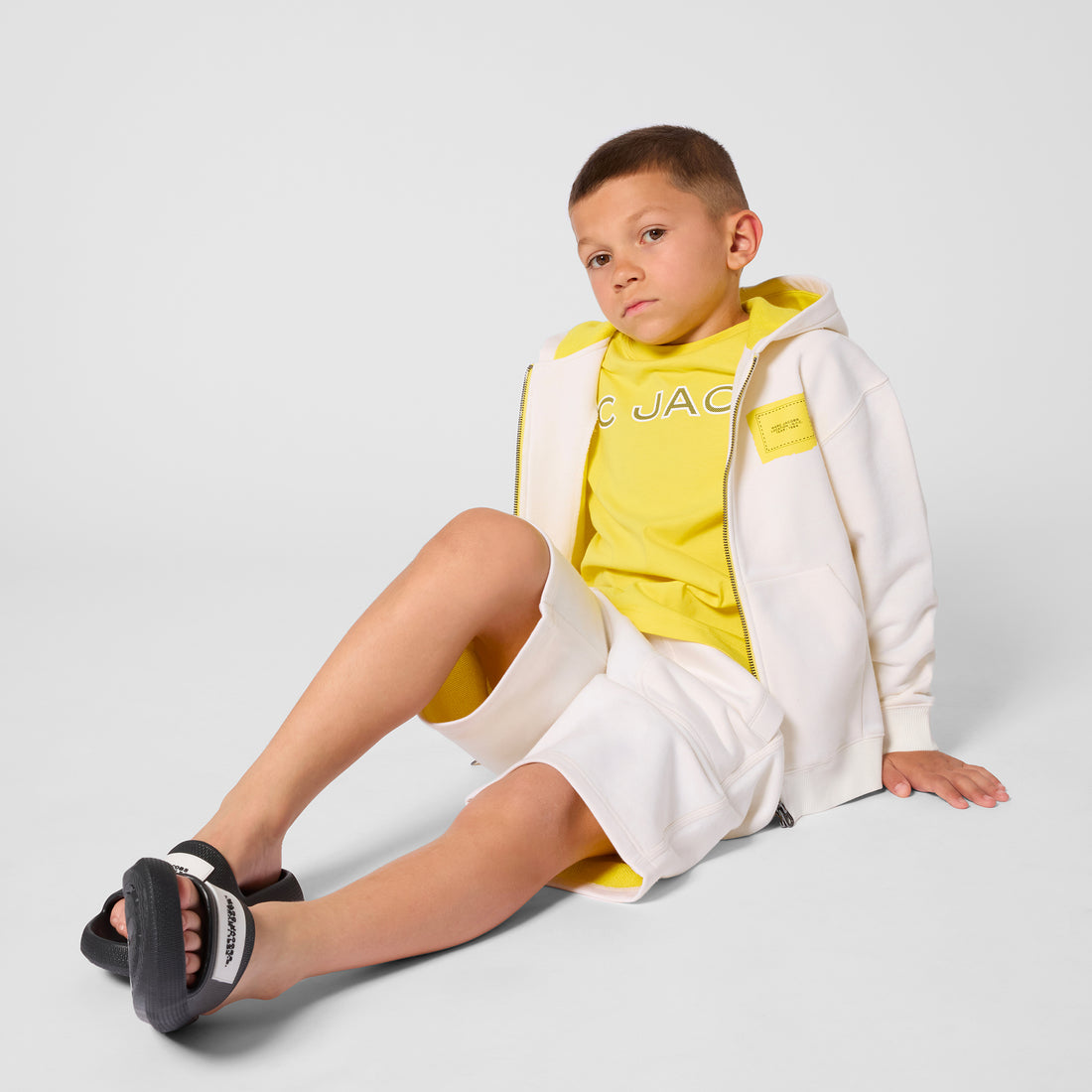 Cream Two Tone Zip Hoodie The Marc Jacobs