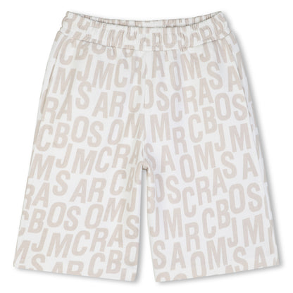 Organic Cotton Fleece Monogram Shorts With Elasticated Waist, Cream The Marc Jacobs