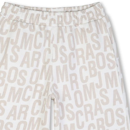Organic Cotton Fleece Monogram Shorts With Elasticated Waist, Cream The Marc Jacobs