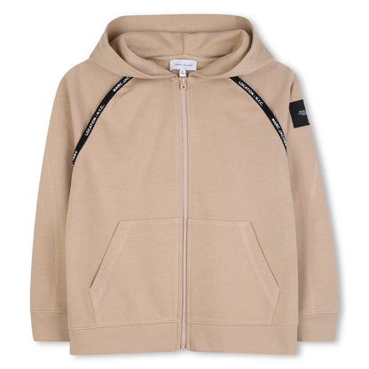 Organic Cotton Fleece Zip Hoodie With Branded Tape, Beige The Marc Jacobs