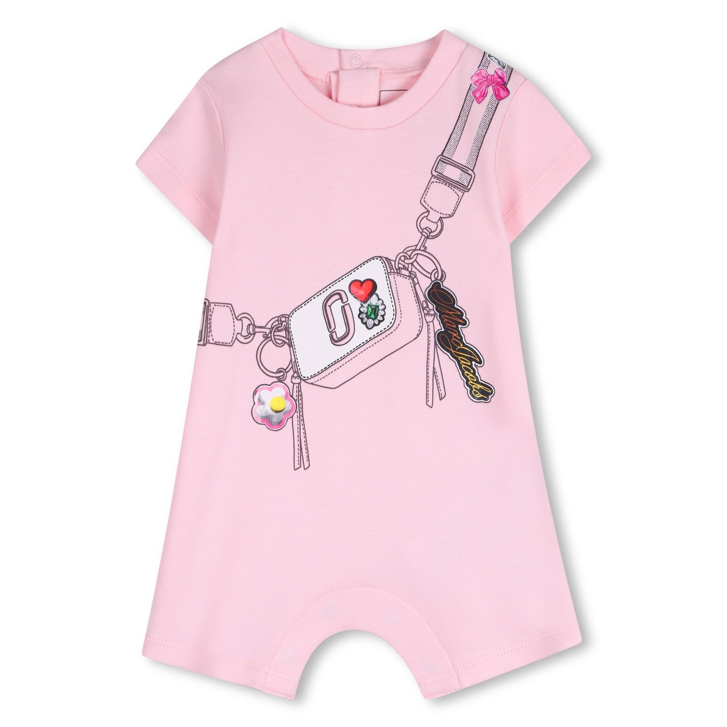 Pink Cotton Short Jumpsuit with Print The Marc Jacobs