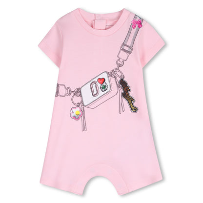 Pink Cotton Short Jumpsuit with Print The Marc Jacobs