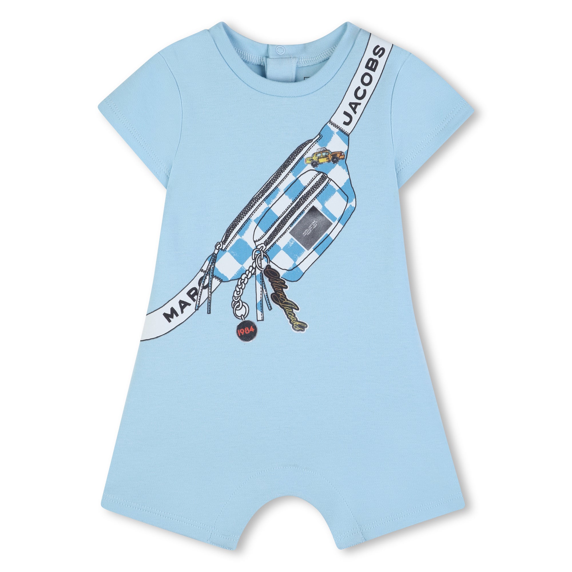 Blue Cotton Short Jumpsuit with Print The Marc Jacobs