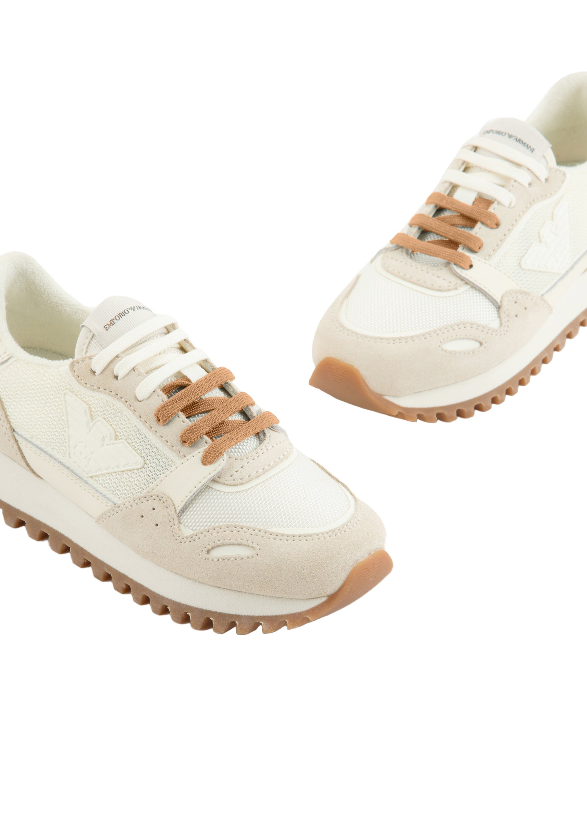 Cream &amp; Tan Suede Sneakers Emporio Armani