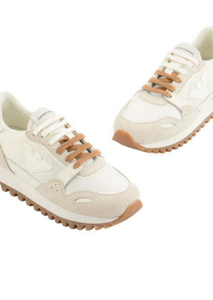 Cream &amp; Tan Suede Sneakers Emporio Armani