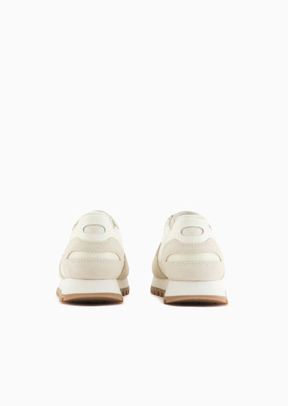 Cream &amp; Tan Suede Sneakers Emporio Armani