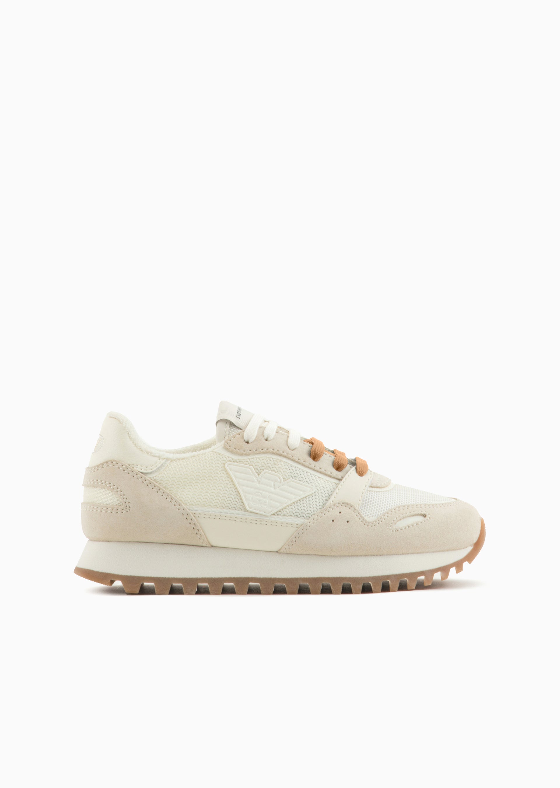 Cream &amp; Tan Suede Sneakers Emporio Armani