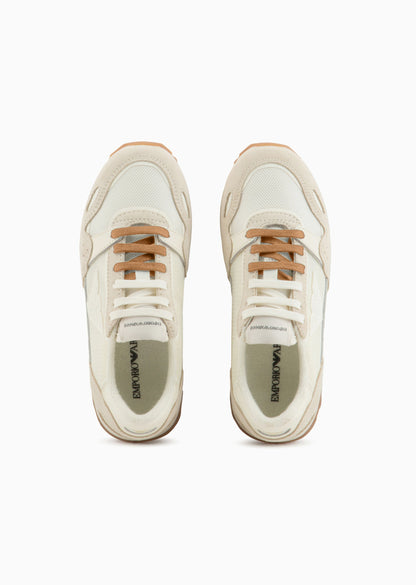 Cream &amp; Tan Suede Sneakers Emporio Armani