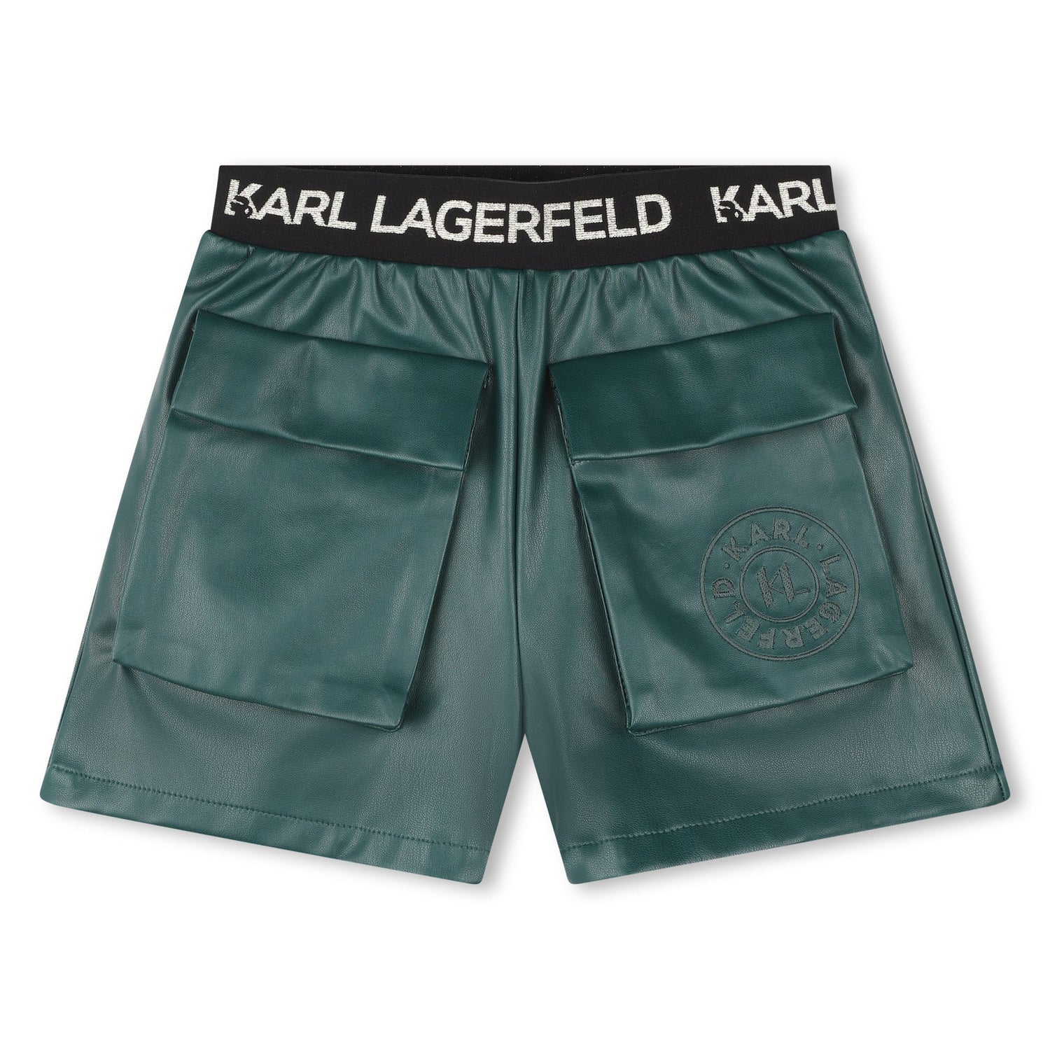 Faux Leather Logo Jacquard Shorts Karl Lagerfeld Kids