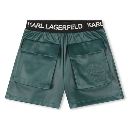 Faux Leather Logo Jacquard Shorts Karl Lagerfeld Kids