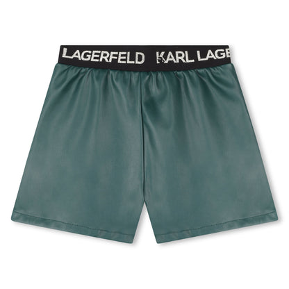 Faux Leather Logo Jacquard Shorts Karl Lagerfeld Kids