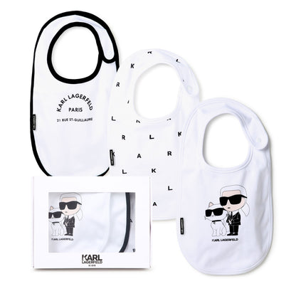 Set of 3 Cotton Baby Bibs with Printed Motifs Karl Lagerfeld Kids