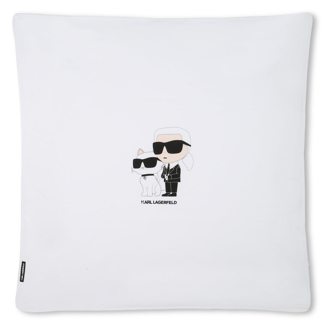 Reversible Cotton Baby Blanket with Karl &amp; Choupette Print Karl Lagerfeld Kids