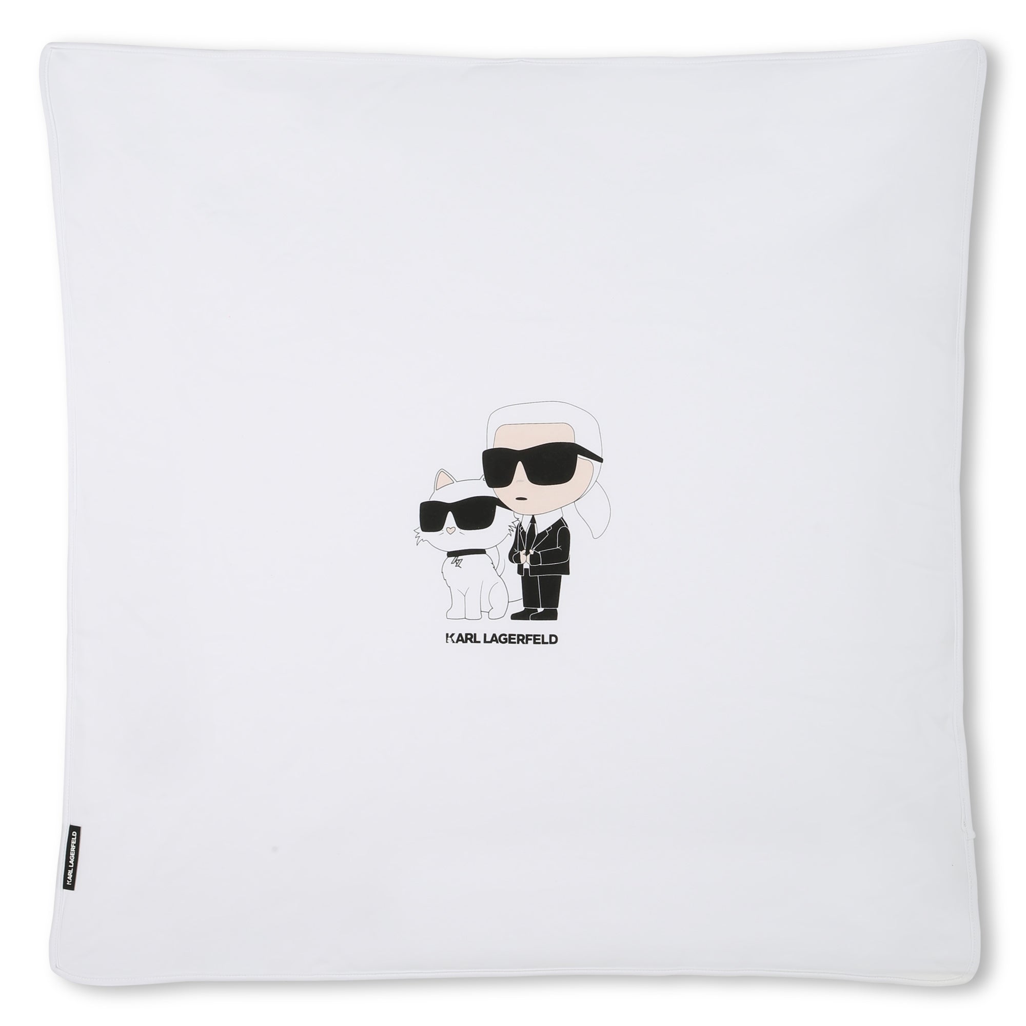 Reversible Cotton Baby Blanket with Karl &amp; Choupette Print Karl Lagerfeld Kids