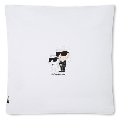 Reversible Cotton Baby Blanket with Karl &amp; Choupette Print Karl Lagerfeld Kids
