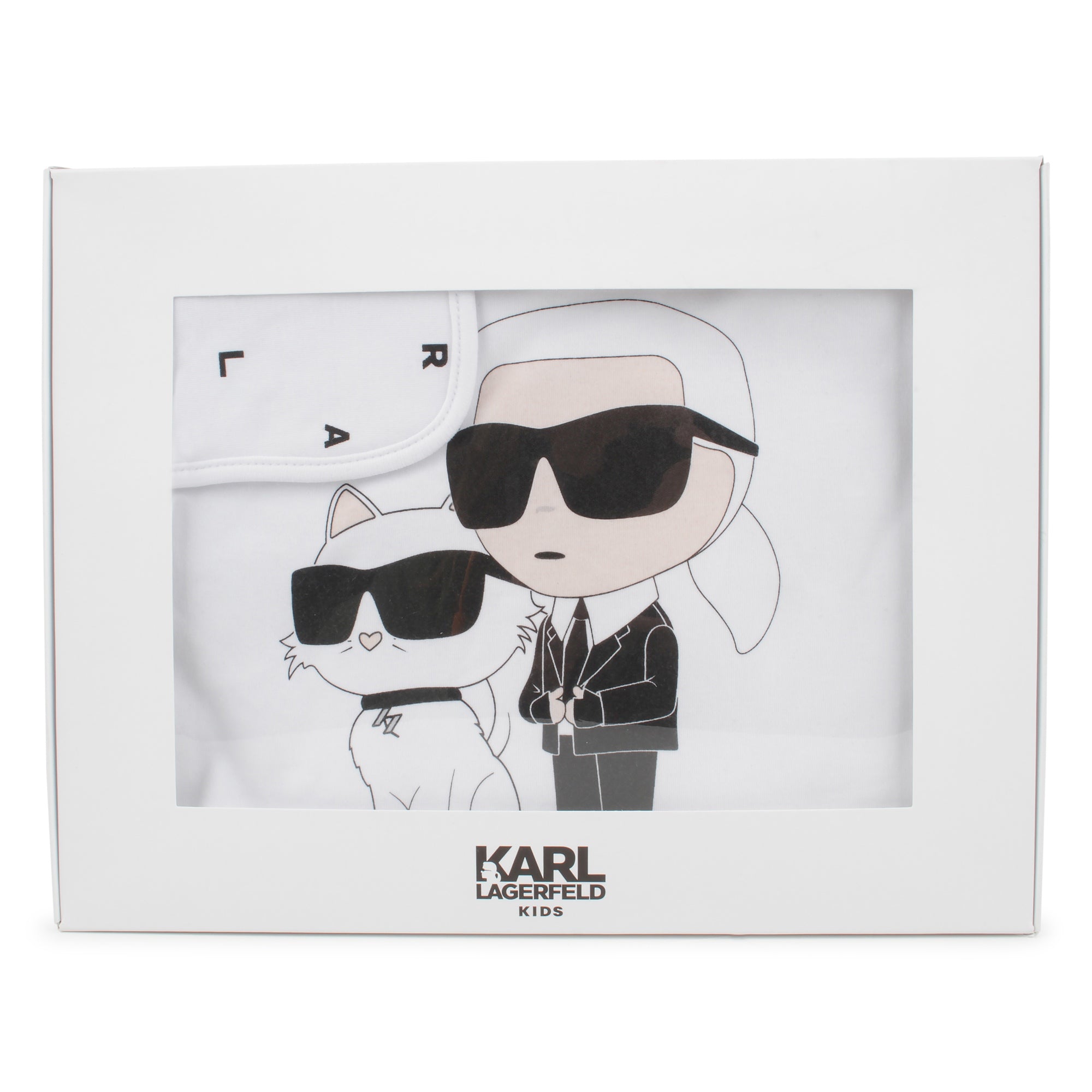 Reversible Cotton Baby Blanket with Karl &amp; Choupette Print Karl Lagerfeld Kids