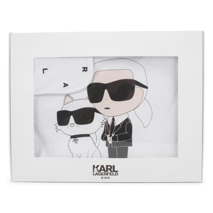 Reversible Cotton Baby Blanket with Karl &amp; Choupette Print Karl Lagerfeld Kids