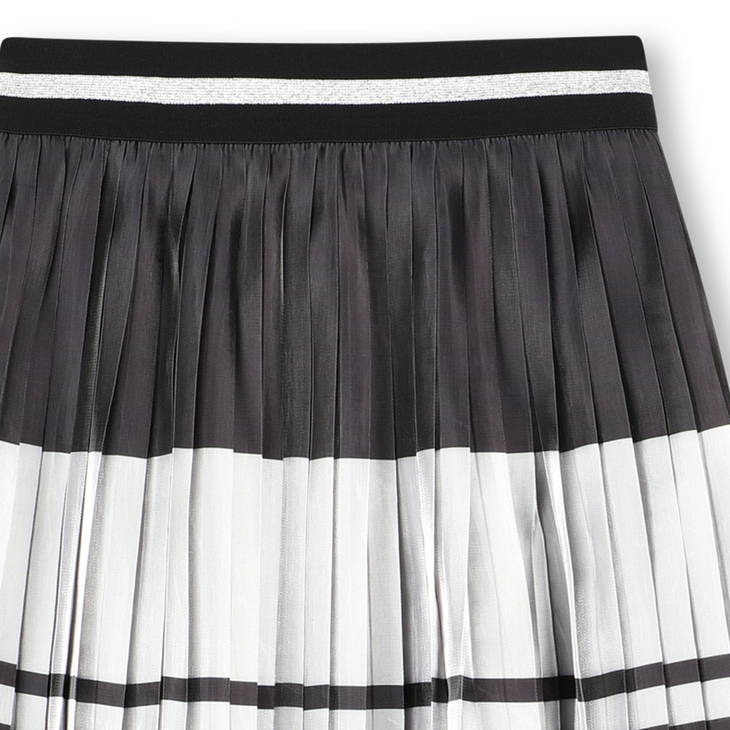 Pleated Midi Skirt with Logo Stripe, Black and White Karl Lagerfeld Kids