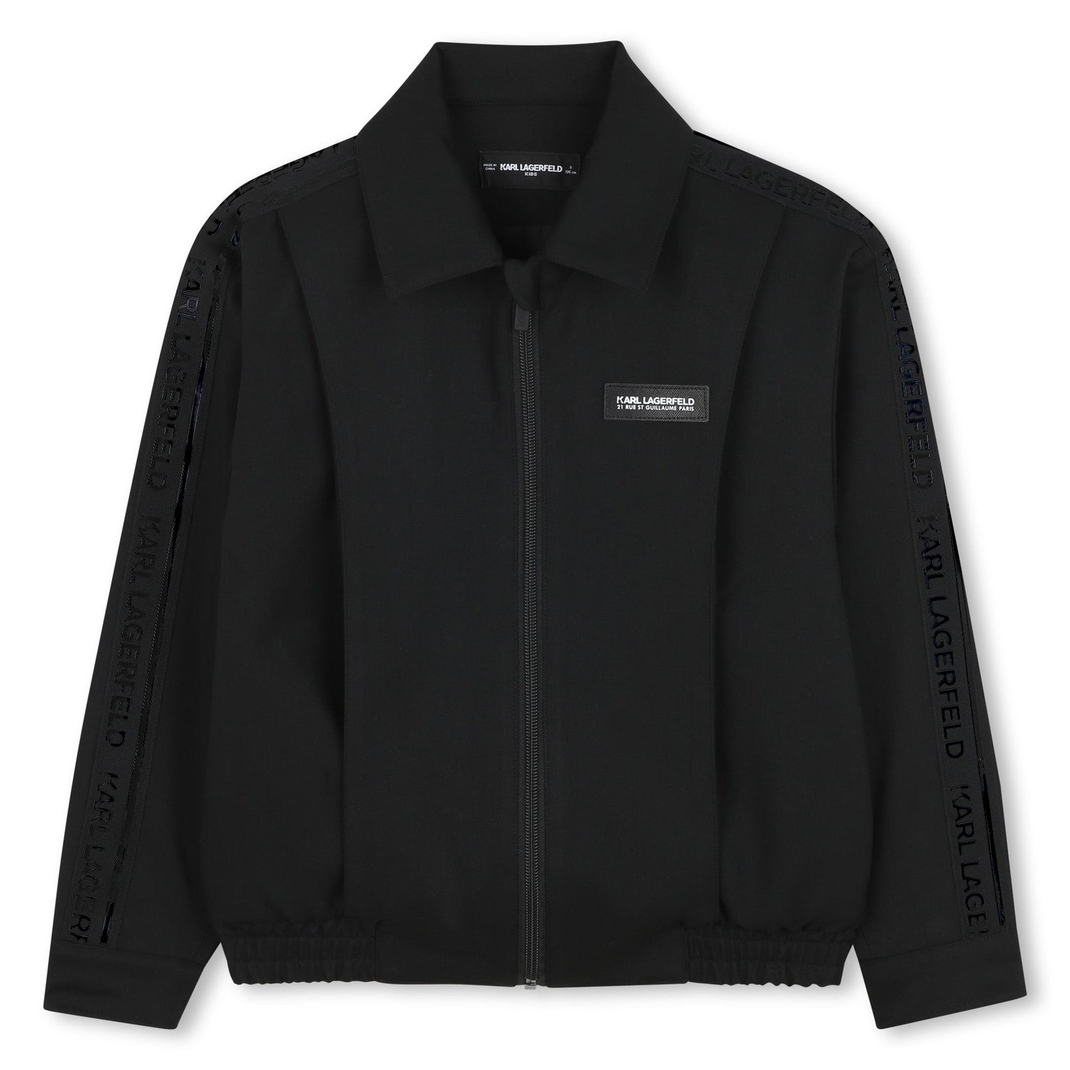 Zip-Up Jacket with Logo Tape Detail, Black Karl Lagerfeld Kids
