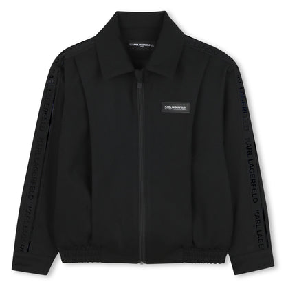 Zip-Up Jacket with Logo Tape Detail, Black Karl Lagerfeld Kids