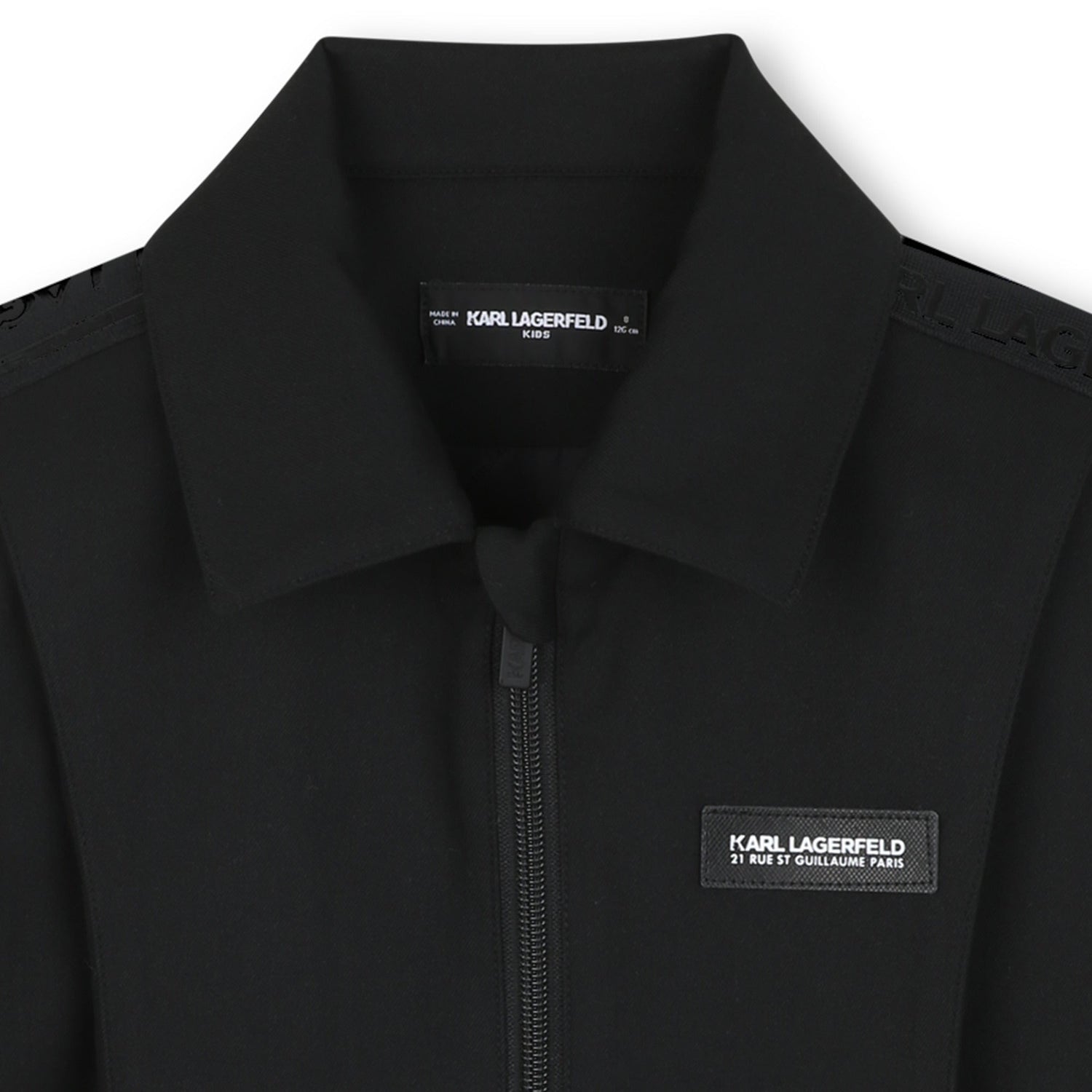 Zip-Up Jacket with Logo Tape Detail, Black Karl Lagerfeld Kids