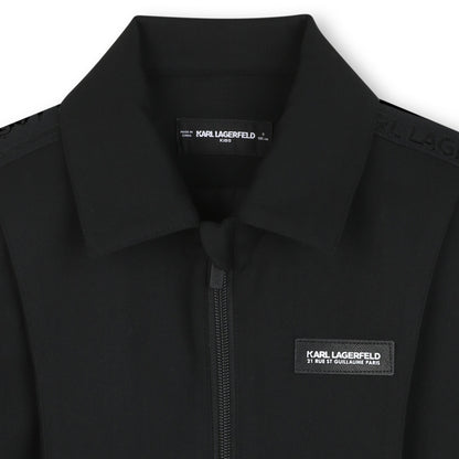 Zip-Up Jacket with Logo Tape Detail, Black Karl Lagerfeld Kids