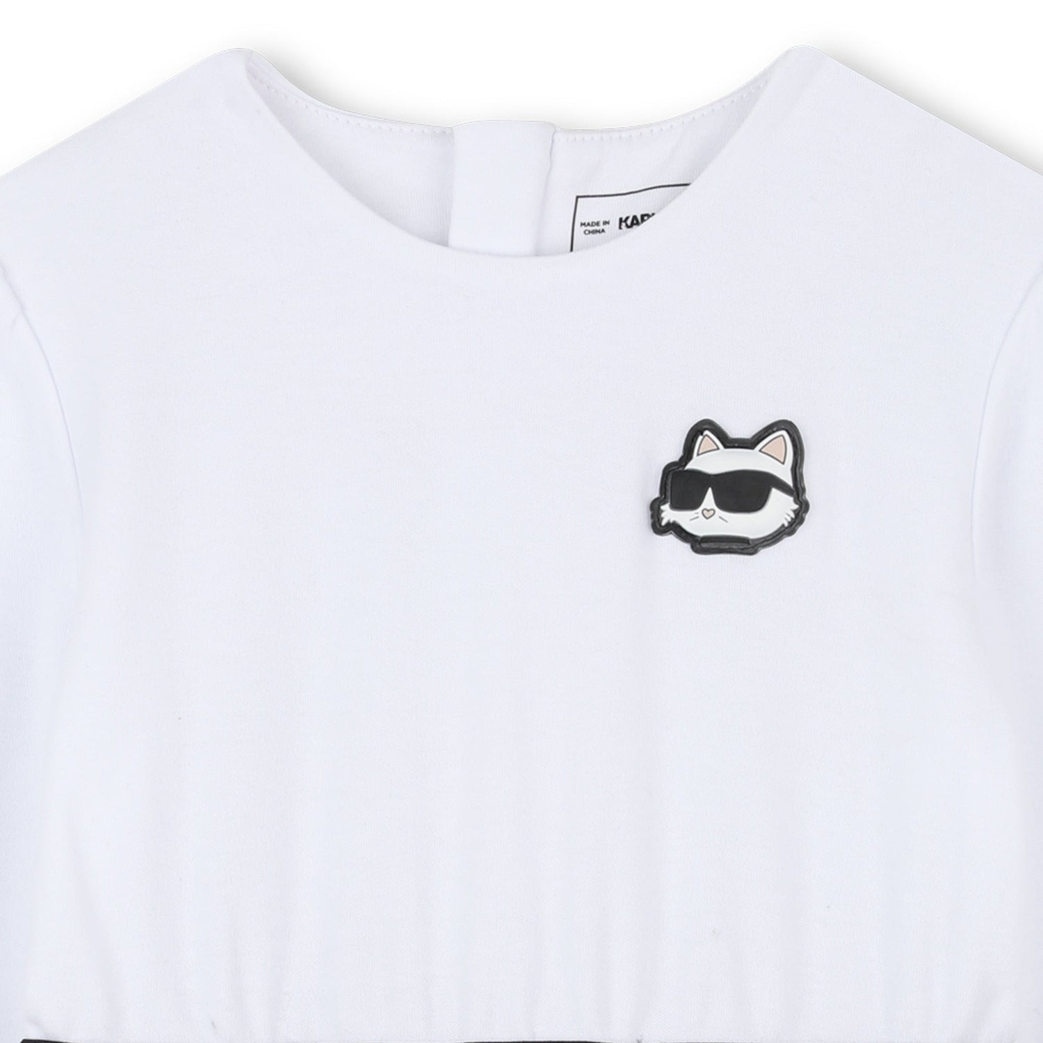 Girls Long Sleeve Dress with Choupette Print Skirt Karl Lagerfeld Kids