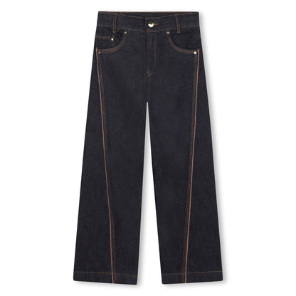 Girls Wide-Leg Denim Trousers with Embroidered Back Pocket Karl Lagerfeld Kids