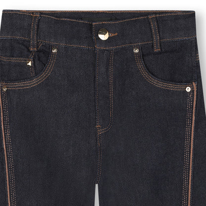 Girls Wide-Leg Denim Trousers with Embroidered Back Pocket Karl Lagerfeld Kids