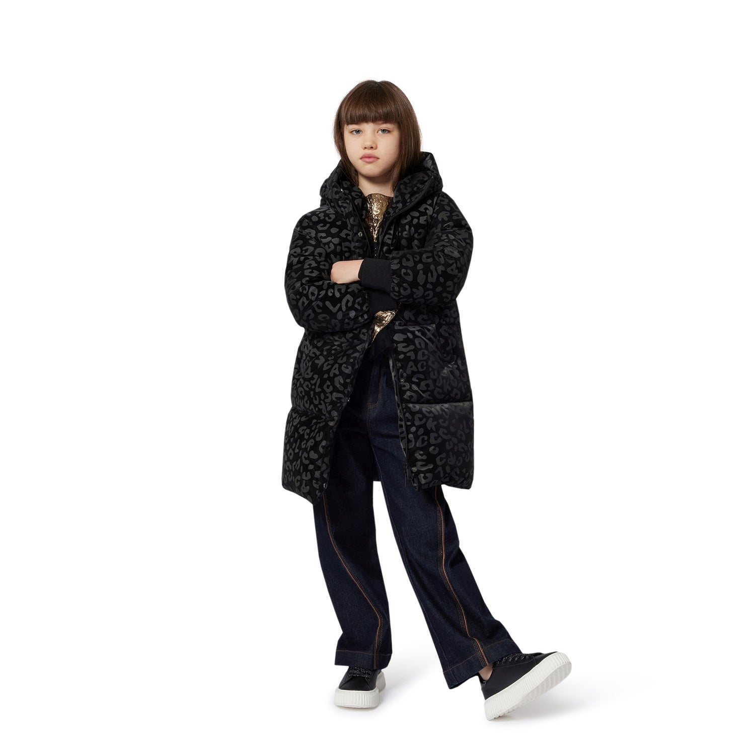 Girls Wide-Leg Denim Trousers with Embroidered Back Pocket Karl Lagerfeld Kids