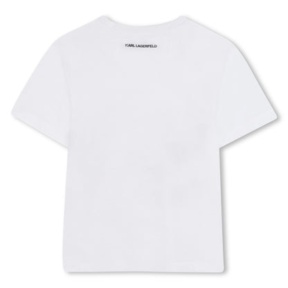 Short Sleeve Graphic Print T-Shirt, White-Pink Karl Lagerfeld Kids