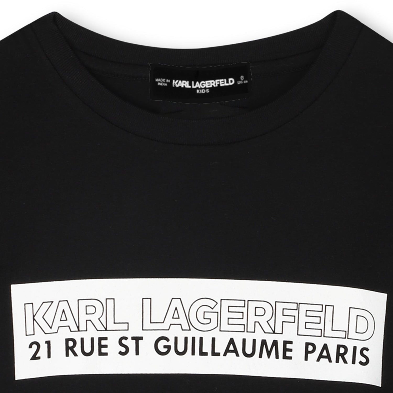 Short-Sleeve Organic Cotton Logo T-Shirt, White &amp; Black Karl Lagerfeld Kids