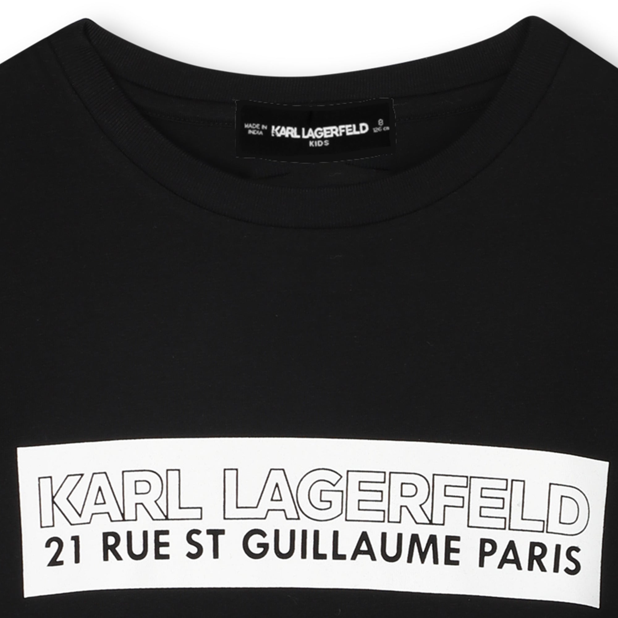 Short-Sleeve Organic Cotton Logo T-Shirt, White &amp; Black Karl Lagerfeld Kids