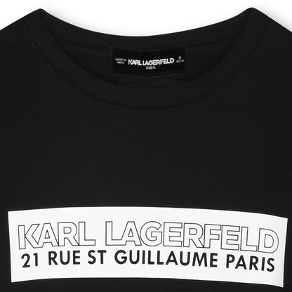 Short-Sleeve Organic Cotton Logo T-Shirt, White &amp; Black Karl Lagerfeld Kids
