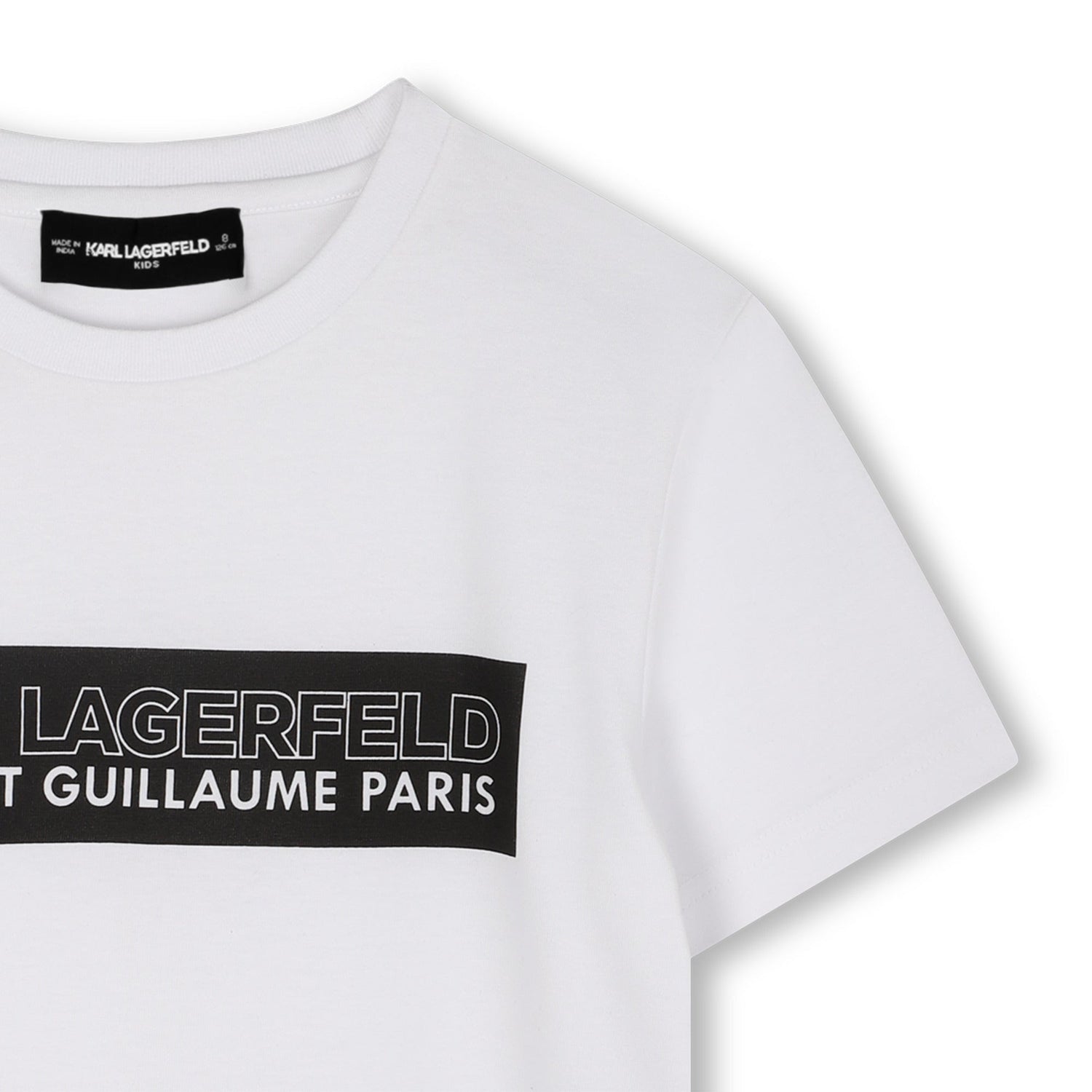 Short-Sleeve Organic Cotton Logo T-Shirt, White &amp; Black Karl Lagerfeld Kids