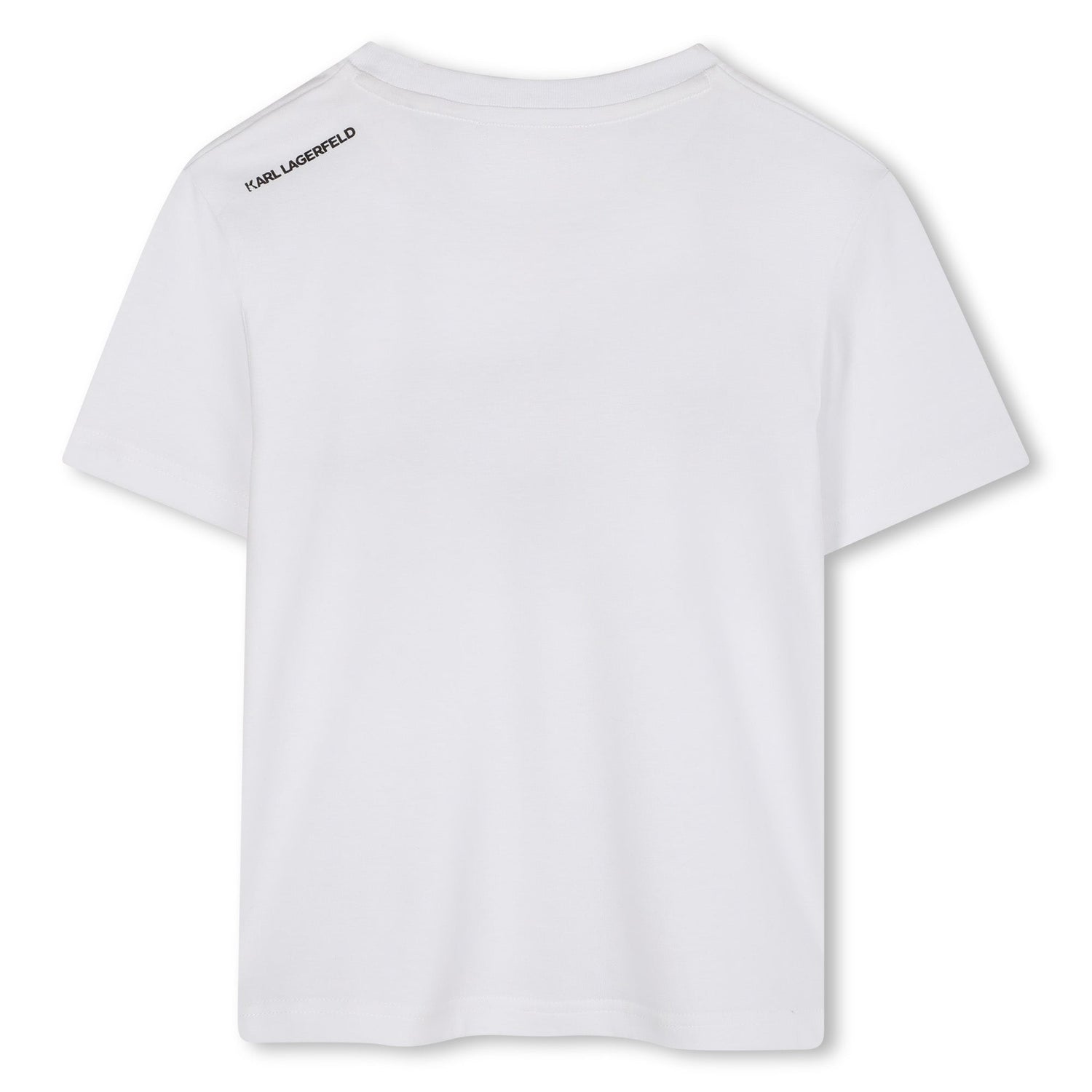 Short-Sleeve Organic Cotton Logo T-Shirt, White &amp; Black Karl Lagerfeld Kids