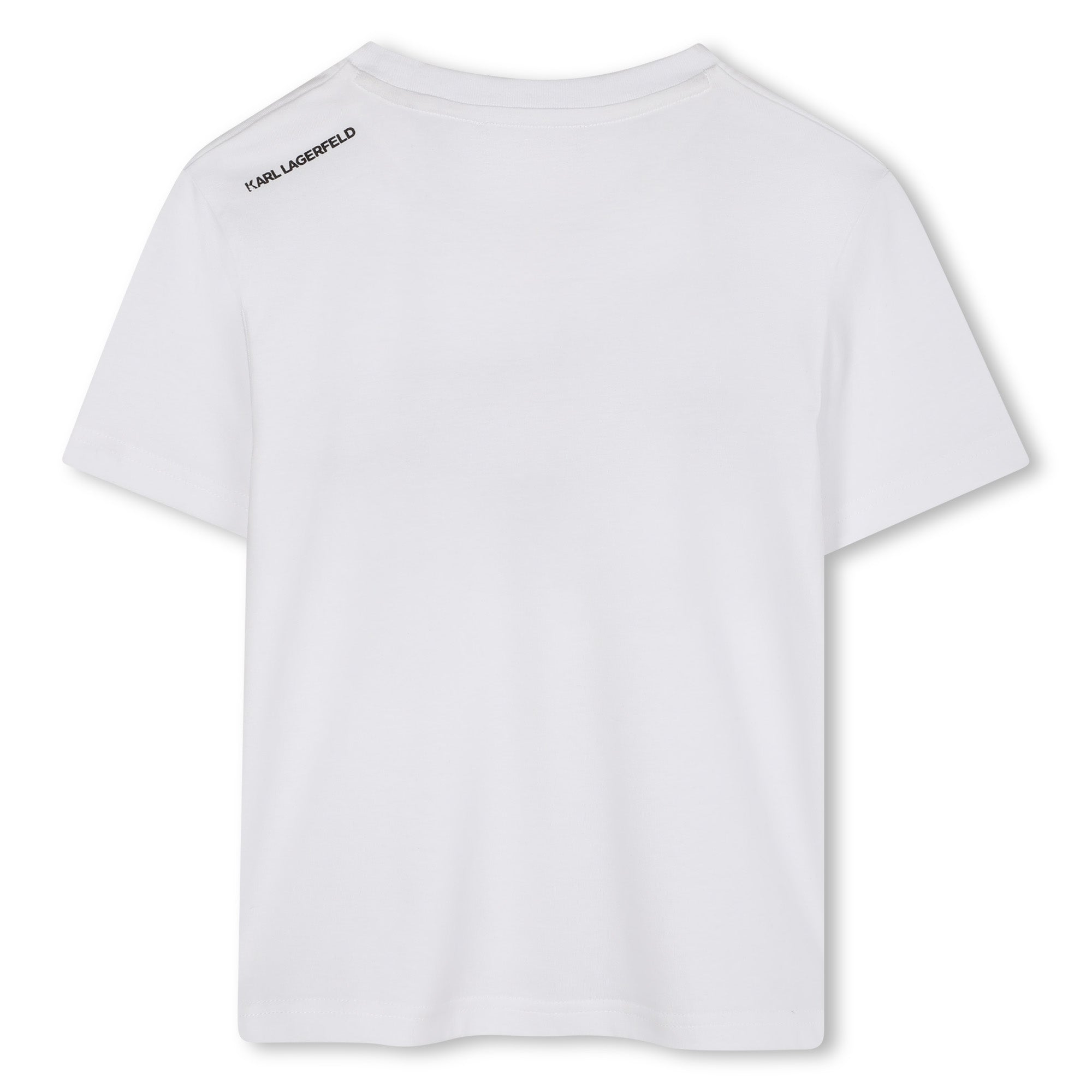 Short-Sleeve Organic Cotton Logo T-Shirt, White &amp; Black Karl Lagerfeld Kids