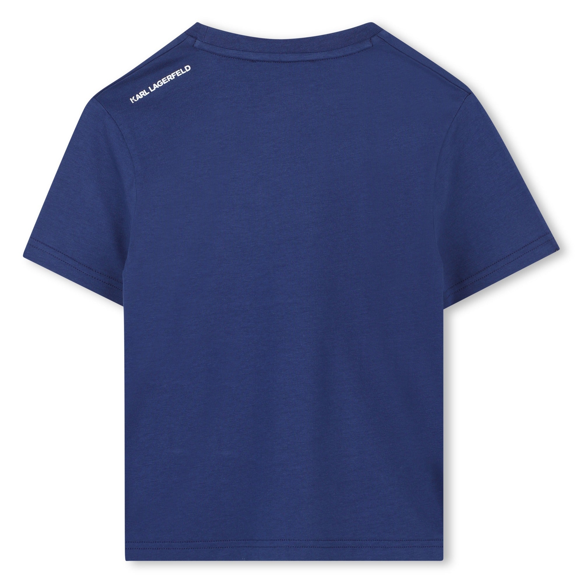 Blue Organic Cotton T-Shirt with Karl Lagerfeld Cartoon Print Karl Lagerfeld Kids